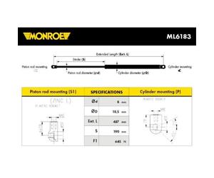 MONROE Muelle de Gas Amortiguador Portón 645N Apto para Seat Ibiza IV St 6J8