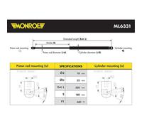 MONROE Muelle de Gas Amortiguador Portón 660N Apto para Lexus Rx MHU3 GSU3 MCU3