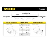 MONROE Muelle de Gas Amortiguador Portón 850N para Fiat Stilo Multi Wagon 192