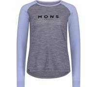 Mons Royale - Ropa de senderismo mujer - Icon Merino Raglan LS W Grey Heather/Skyline de Lana - Talla M - Púrpura Púrpura M