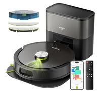 MONSGA Robot Aspirador y Fregasuelos 3 en 1 8000PA,Robot Aspirador Doble Sistema Antienredos, Obstacle Avoidance, 90 Día Self-Emptying, LiDAR Navegación, Control por App, 5 Mapas