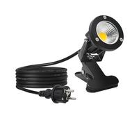 Monsing Proyector de exterior LED de 7 W con clip, cable de 2 m con enchufe, blanco cálido 2700 K, iluminación de jardín con LED, proyector de césped para jardín IP65 a prueba de agua