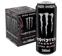 Monster 400034 Ultra Black Enegy Drink WIG 4 x 500 ml, aluminio, color blanco