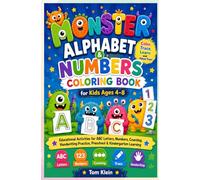 Monster Alphabet & Numbers Coloring Book for Kids Ages 4-8