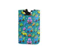 Monster Car - Cestas de lavandería de color verde colorido, plegables e impermeables con asa resistente organizadora, mini utilidad para el hogar, garaje, armario, canastas para ropa sucia