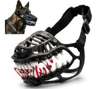 Monster Dog Muzzle with Teeth, Adjustable Scary Dog Mask for Halloween (with Blood,S)