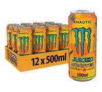 Monster Energy Juiced Khaotic - Bebida energética con cafeína con sabor cítrico tropical - en prácticas latas desechables (12 x 500 ml)