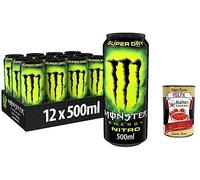 Monster Energy Nitro Super Dry - Bebida energética con cafeína con sabor afrutado (48 unidades, 500 ml, 400 g)