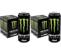 Monster Energy Original, Bebida Energética - Pack de 4 Latas 500 ml (Paquete de 2)