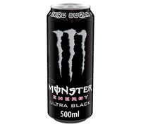 Monster Energy Ultra Black - Latas de bebida energética, 12 unidades de 500 ml