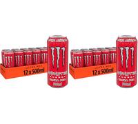 Monster Energy Ultra Red, Bebida EnergéticaPack de -12 Latas de 500ml (Paquete de 2)