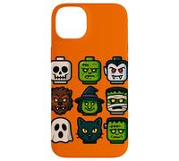 Monster Faces Pop Art Gráfico de Estilo Bloque de Halloween Carcasa para iPhone 14 Plus