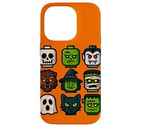 Monster Faces Pop Art Gráfico de Estilo Bloque de Halloween Carcasa para iPhone 14 Pro