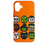 Monster Faces Pop Art Gráfico de Estilo Bloque de Halloween Carcasa para iPhone 16 Plus