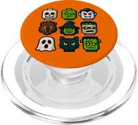 Monster Faces Pop Art Gráfico de Estilo Bloque de Halloween PopSockets PopGrip para MagSafe