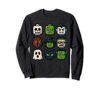 Monster Faces Pop Art Gráfico de Estilo Bloque de Halloween Sudadera