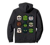 Monster Faces Pop Art Gráfico de Estilo Bloque de Halloween Sudadera con Capucha