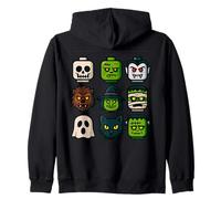 Monster Faces Pop Art Gráfico de Estilo Bloque de Halloween Sudadera con Capucha