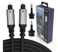 Monster Gen2 Essentials Cable Toslink óptico digital, sonido envolvente nítido y claro para cine en casa y sistemas de streaming o juego, cable negro de 9,8 pies