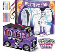 Monster High by Bladez Toyz - Juego de manualidades para actividades de parachoques - Crea y personaliza con calcomanías, sellos y gemas - Incluye juguetes Monster High para artes y manualidades