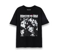 Monster High Camiseta para mujer | Camiseta gráfica de manga corta para mujer en color negro | Camiseta de manga corta con logotipo clásico de personaje monótono, camiseta de manga corta con cuello