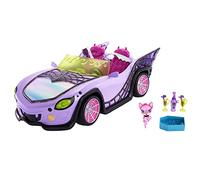 Monster High Coche de juguete Móvil Ghoul HHK63 morado convertible con telaraña y accesorios