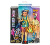 Monster High Core Cleo De Nile Moda Muñeca Tut Perro Azul Rayado Cabello Mascota