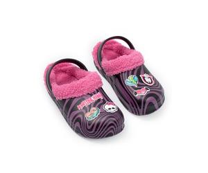 Monster High de Chicas | Zuecos Forrados en Forma de corazón Rosa Negro | Zapatillas acogedoras para Uso Diario | Calzado Esponjoso con Divertido diseño de Personajes