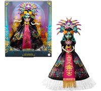 Monster High Día de Muertos 2025 Skelita Calaveras Muñeca Coleccionable con Vestido de inspiración Azteca y llamativos Accesorios como un Tocado y un Collar, JDR63