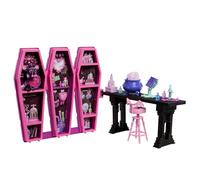 Monster High Draculaura Secret Potion Room Conjunto de Juego con Juguetes y Accesorios, Mascota murciélago Count Fabulous, más de 12 Piezas de Juego y transformaciones Sorpresa, JBF15