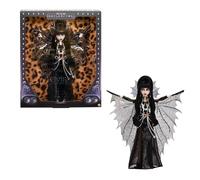 Monster High Elvira, Reina de Las tinieblas Muñeca Coleccionable con un Vestido de Cuero sintético Negro, una Capa Plateada con alas de murciélago y Accesorios de Lujo, HYV99