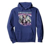 Monster High - Estilo Vintage Bootleg Sudadera con Capucha, Unisex para Adultos, Azul Marino, XL