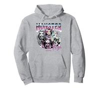 Monster High - Estilo Vintage Bootleg Sudadera con Capucha, Unisex para Adultos, Gris Jaspeado, L