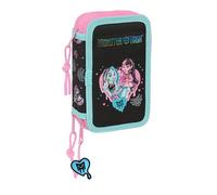 MONSTER HIGH - Estuche Escolar con 37 Útiles Incluidos, Estuche Infantil, Estuche Niño, Ideal para Niños de 5 a 14 Años, Cómodo y Versátil, Calidad y Resistencia, 12.5x5.5x19.5 cm