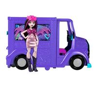 Monster High Fangtastic Camión Restaurante Musical, Muñeca Draculaura con Food Truck, Casa de muñecas con Escenario extraíble y Accesorios Musicales, Juguete Regalo para niños y niñas +4 años, HXH83