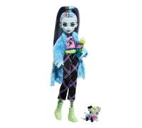 Monster High Fiesta de Pijamas Frankie Stein Muñeca articulada con Pijama, Mascota y Accesorios, Juguete +4 años (Mattel HKY68)