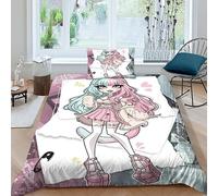 Monster High Funda De Edredón Funda Nórdica 3D Impresión Familiar Y Niños Y Funda De Almohada con Cremallera Juego De Cama Microfibra 2 Piezas Single（135x200cm）