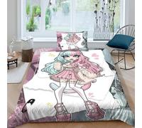 Monster High Funda De Edredón Funda Nórdica 3D Impresión Personajes Animados para Dormitorio Microfibra con Cremallera Juego De Cama Y Funda De Almohada 3 Piezas Single(135x200cm)