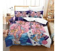 Monster High Funda Nórdica Funda De Edredón para Dormitorio Impresión 3D DigitalPersonajes Animados Y Funda De Almohada Microfibra con Cremallera Juego De Cama 3 Piezas Single(140x200cm)