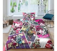 Monster High Impresión 3D DigitalPersonajes Animados Familiar Y Niños Funda De Edredón Funda Nórdica con Cremallera Juego De Cama Microfibra Y Funda De Almohada 3 Piezas Single（135x200cm）