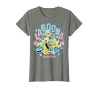 Monster High - Lagoona Blue Camiseta, Mujer, Verde Militar Jaspeado, XS