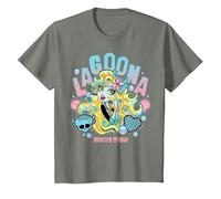 Monster High - Lagoona Blue Camiseta, Niños, Verde Militar Jaspeado, 10 años