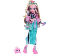Monster High Lagoona Blue Muñeca con Piraña Mascota | Monstruo marino con top corto, falda maxi deportiva, pez Neptuna y 7 accesorios como gafas concha y snack, JHK33