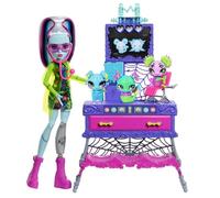 Monster High Make-A-Monster Pet Playset con muñeca Frankie Stein | Set de mascota personalizable con más de 30 accesorios para crear mascotas únicas y muebles de laboratorio loco, JBF18