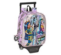 MONSTER HIGH - Mochila Guardería con Carro Safta, Ideal para Niños de Diferentes Edades, Cómoda y Versátil, Calidad y Resistencia, 22x10x27 cm, Color Lila