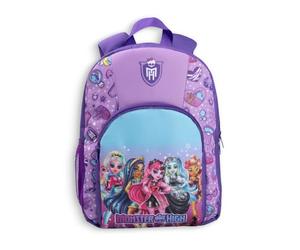 Monster High Mochila morada para niñas | Draculaura Frankie Stein Clawdeen Wolf gráfico | Cierre de cremallera con bolsillo frontal y parte trasera acolchada
