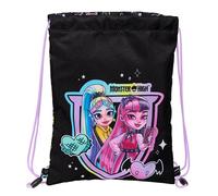MONSTER HIGH - Mochila Saco Plano Junior, Mochila, Ideal para Niños de Diferentes Edades, Cómoda y Versátil, Calidad y Resistencia, 26x34 cm, Color Negro