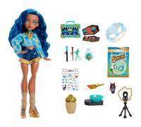 Monster High Muñeca Cleo De Nile Self-Scare Secrets | Set de accesorios de unboxing con 13 sorpresas realistas, como mascarilla, maquillaje y juego de cerámica, JMG74