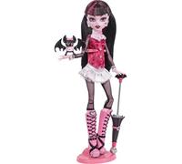 Monster High Muñeca Draculaura (26,7cm) con sus zapatos y ropa originales y su mascota, Accesorios y soporte para la muñeca, Regalo para coleccionistas - Para niños y niñas + 6 años, HGC29