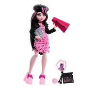 Monster High Muñeca Draculaura Fearbook directora de Cine con Chaqueta universitaria, claqueta y Accesorios de Cine, Juguete +4 años (HXW30)